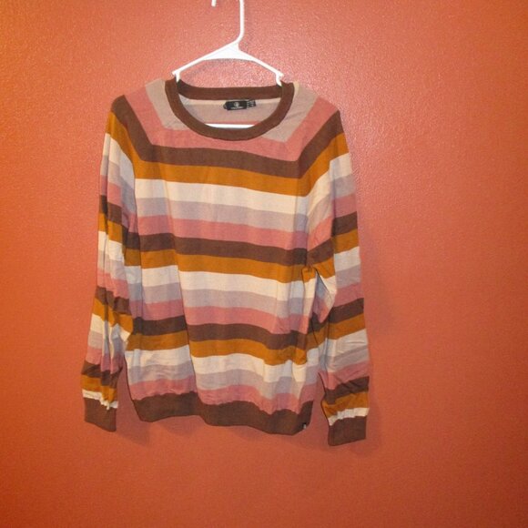 Volcom Youth Girl XX Large Brown Orange Soft Striped Warm Long Sleeve Sweater - Picture 4 of 7